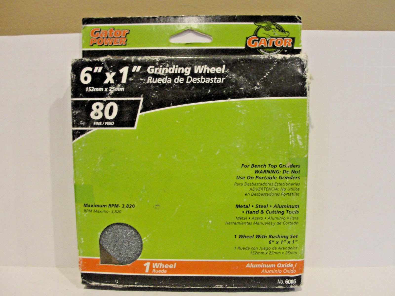 Ali Industries Gator 6″ x 1″ Grinding Wheel 80 Fine Aluminum Oxide, No. 6005