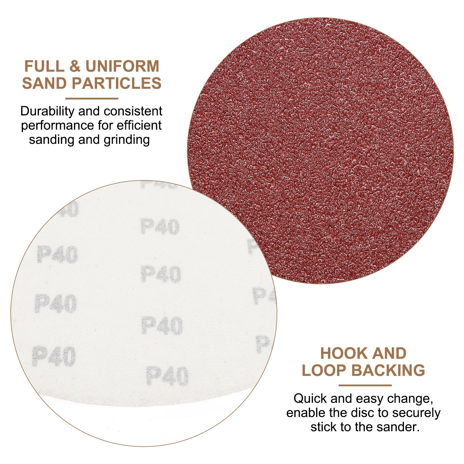 2pcs 10″ Hook and Loop Sanding Discs 40 Grits Aluminum Oxide Sandpapers