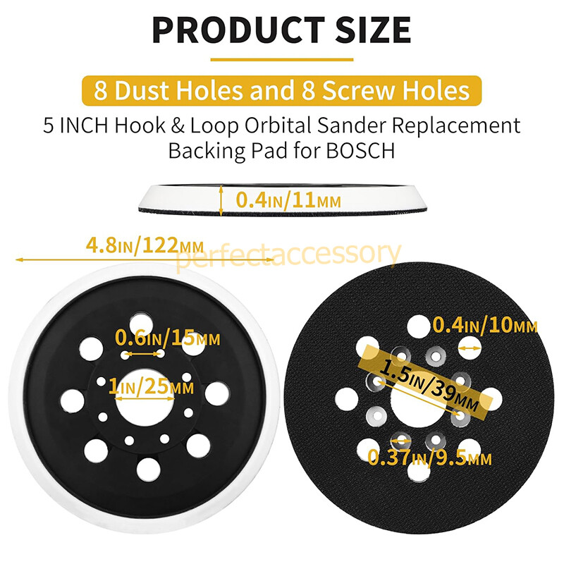 1/2/5Pcs 5″ 8Hole Hook&Loop Sander Pad For Bosch RS035 RS034 ROS10 ROS20 ROS20VS