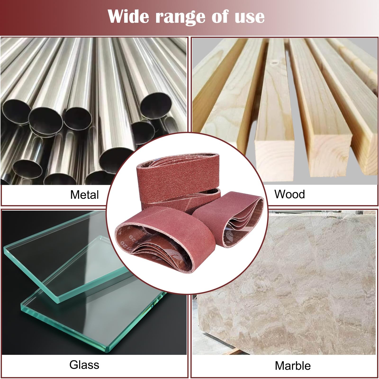 18 Pack 2-1/2 x 16 Inch Abrasive Sanding Belts Kit – 60 80 2.5 X 16, brown
