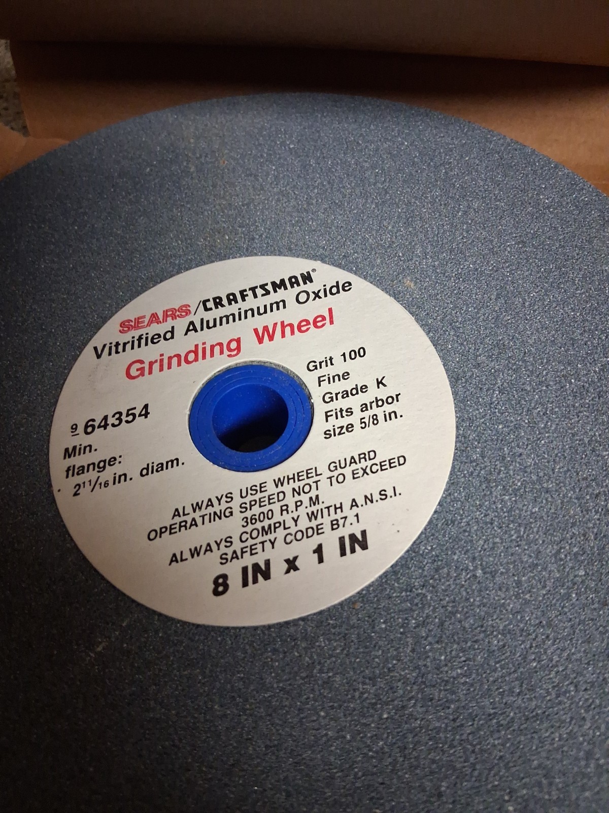 SEARS Craftsman 8″ X 1″ #9 64354 Aluminum Oxide Grinding Wheel NIB
