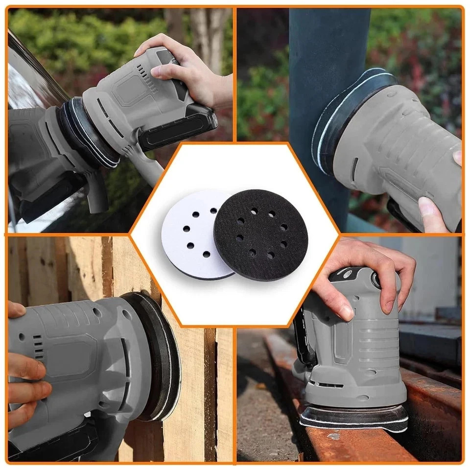 6pc 5″ 8 Holes Interface Pads Orbital Sander Sanding Foam Pad Hook Loop Buffer**