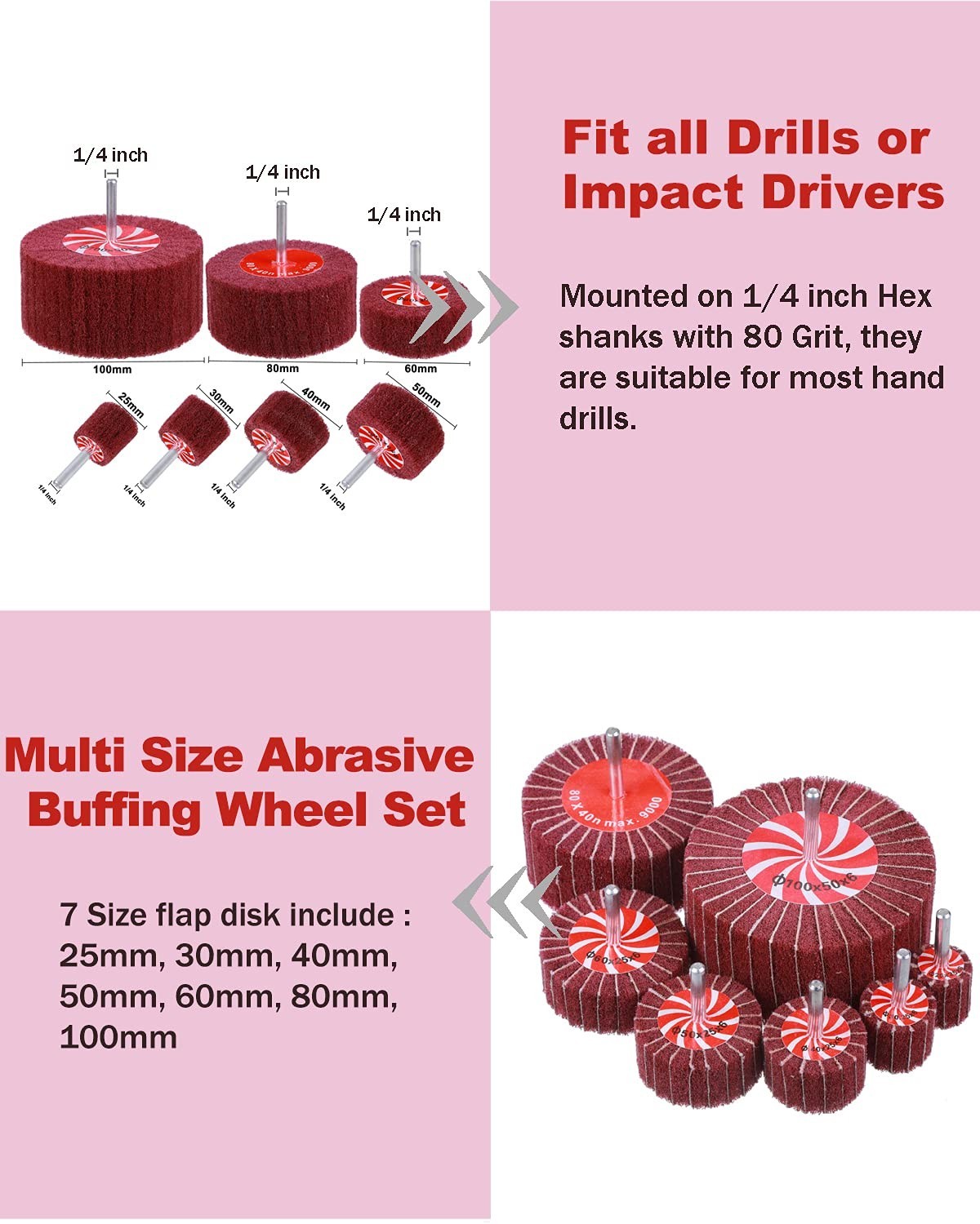 Heavy Duty Metal Polishing Flap Wheels – 14 Pack