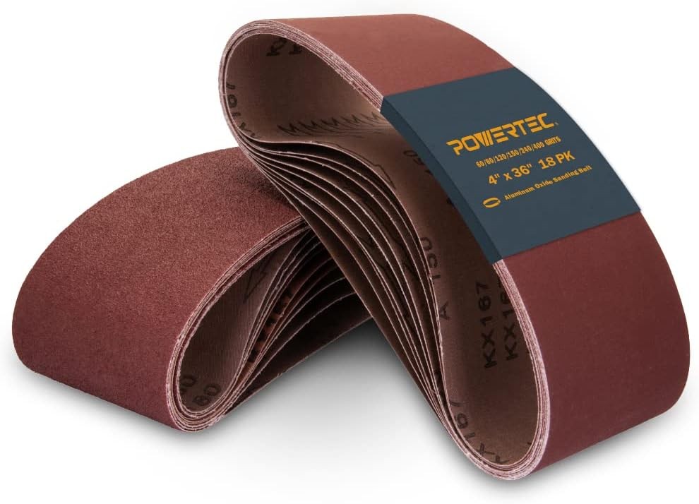 18PK 4×36 Sanding Belts, 3 Each of 60/80/120/150/240/400 Grits Aluminum Oxide…