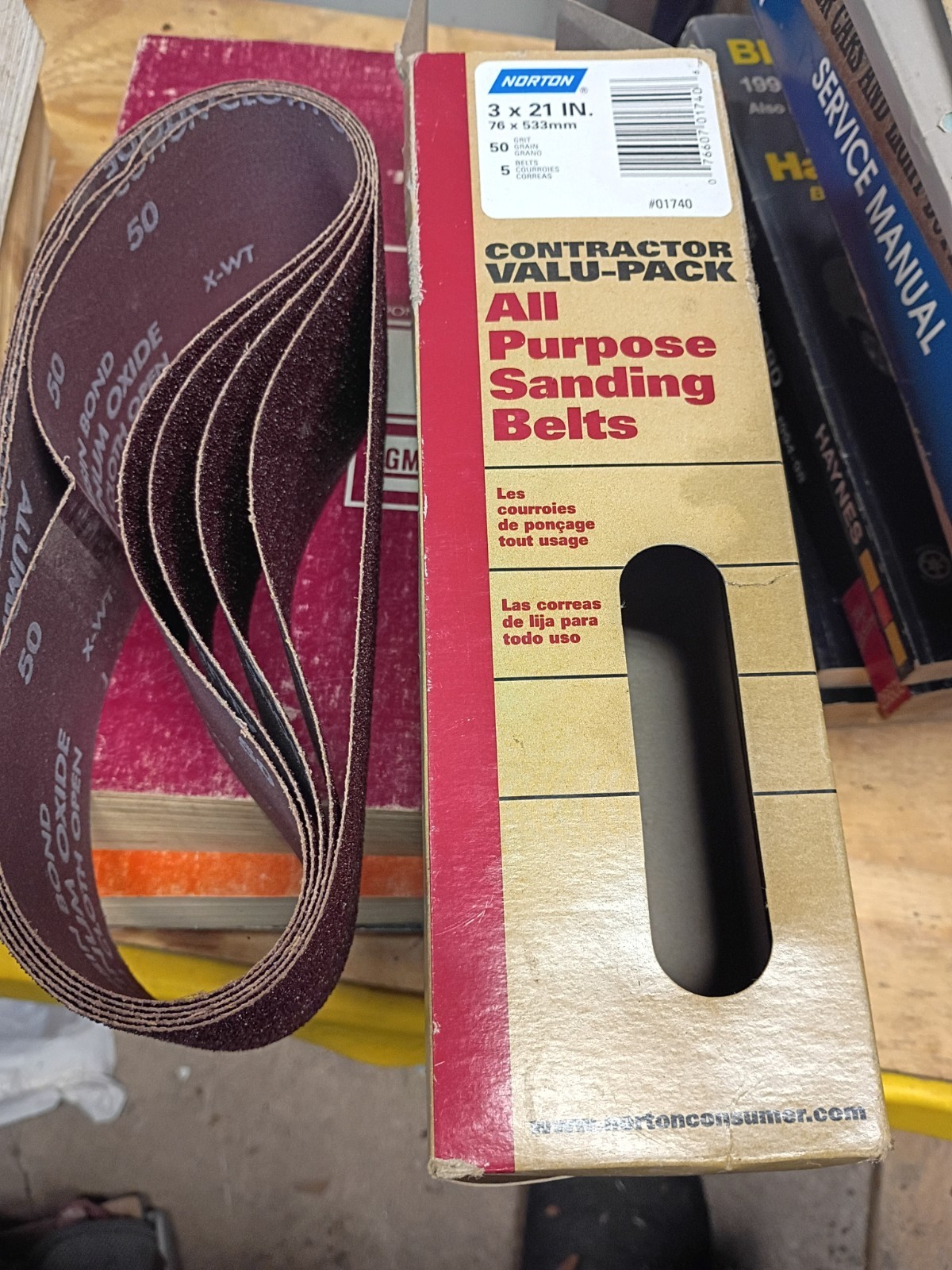 Norton Contractor 3 X 21 50 Grit Heavy Sanding Belts Pk of 5