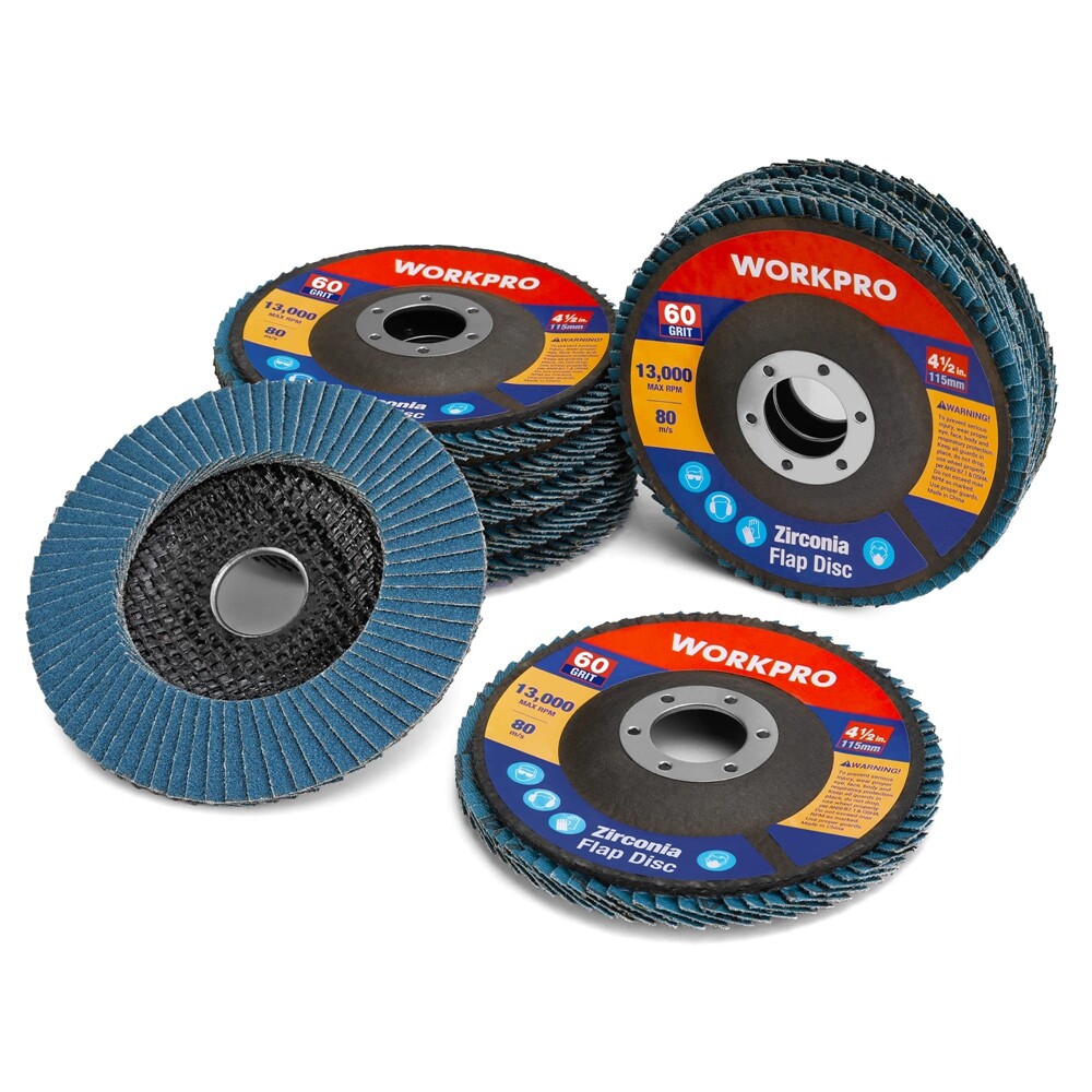 WORKPRO 10PCS Flap Disc 4-1/2″ x 7/8″ 60Grits T29 Zirconia Abrasive Sanding Disc