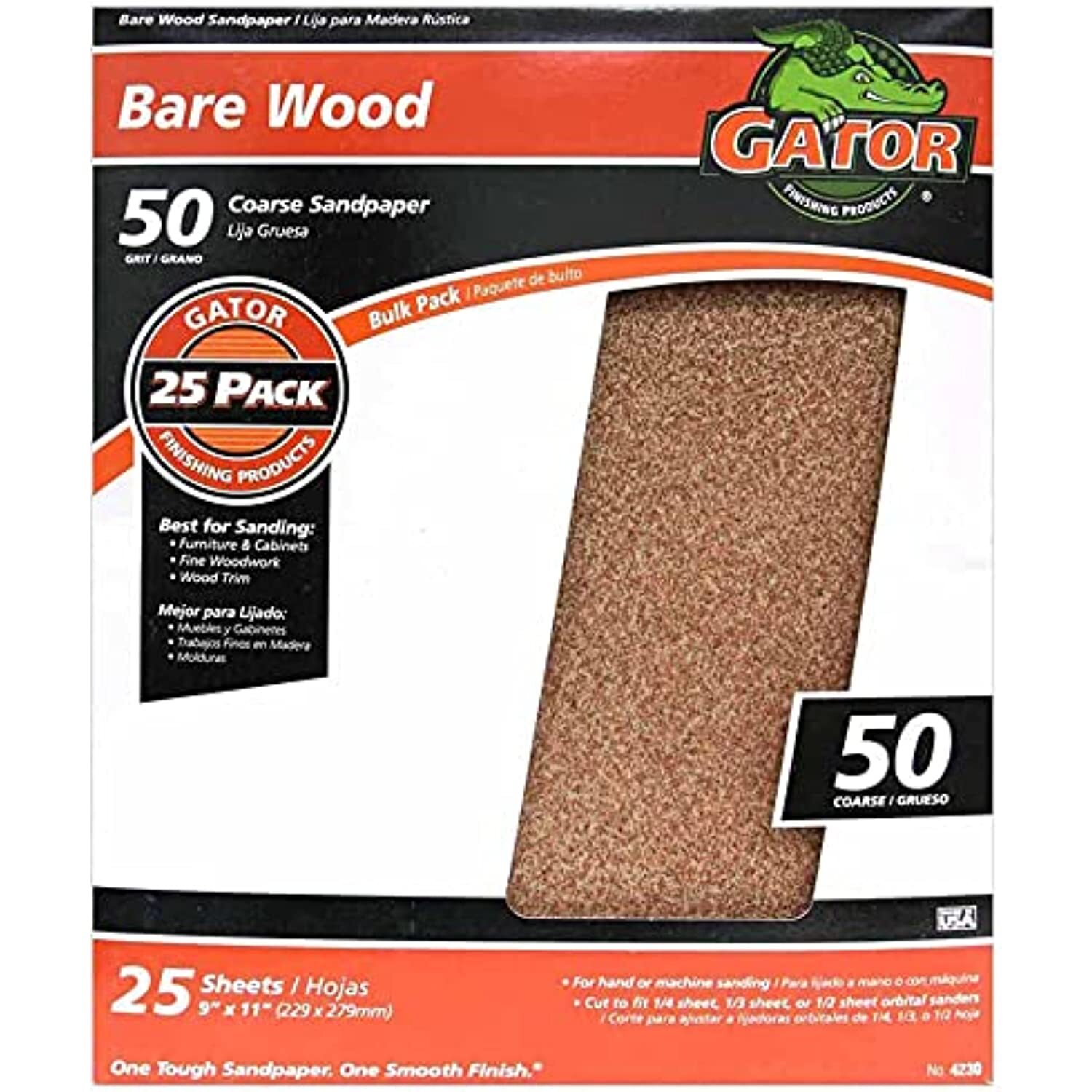 ALI INDUSTRIES 4230 9″ x 11″ Bare Wood Sanding Sheets