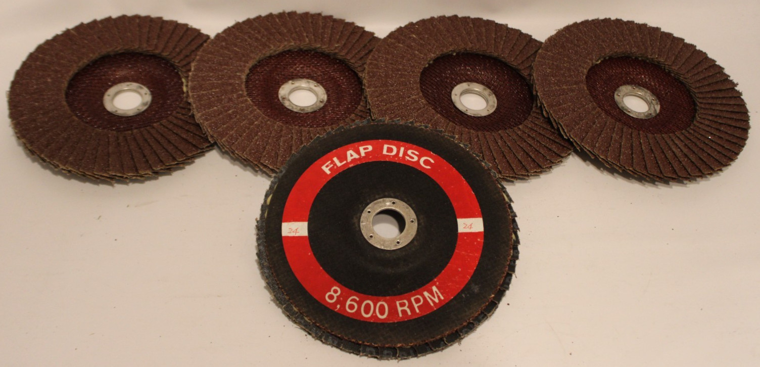 7″ x 7/8″ 24 Grit Flap Disc, FLAT Grinding Wheels, Fiber./AL. Oxide – Lot of 5