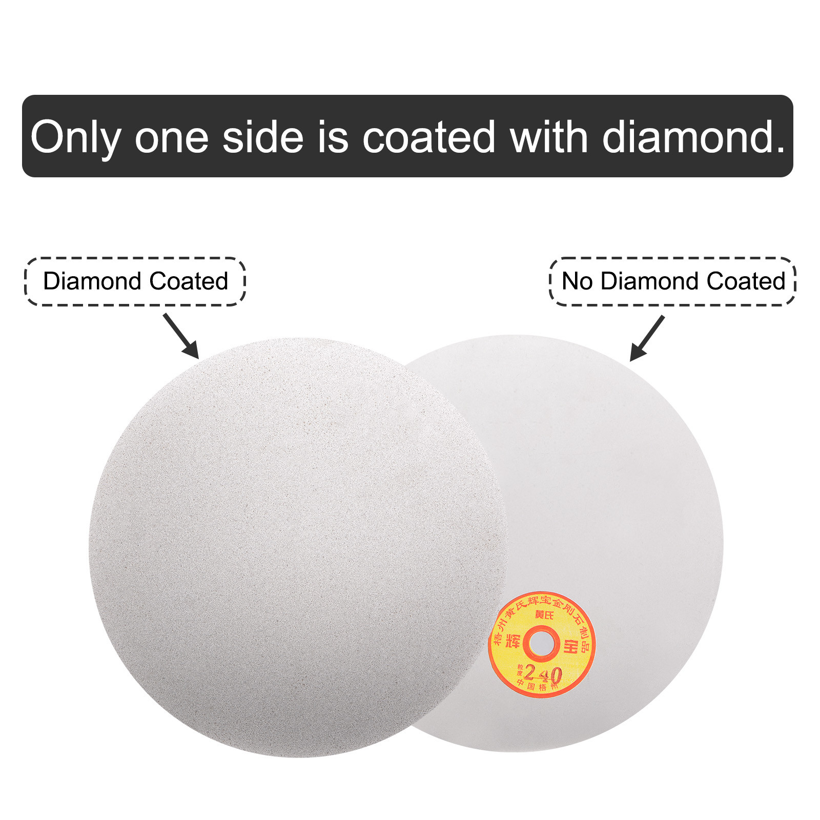 Diamond Sanding Grinding Disc 8″ Grit 240 No Center Hole Flat Lap Wheel Disk