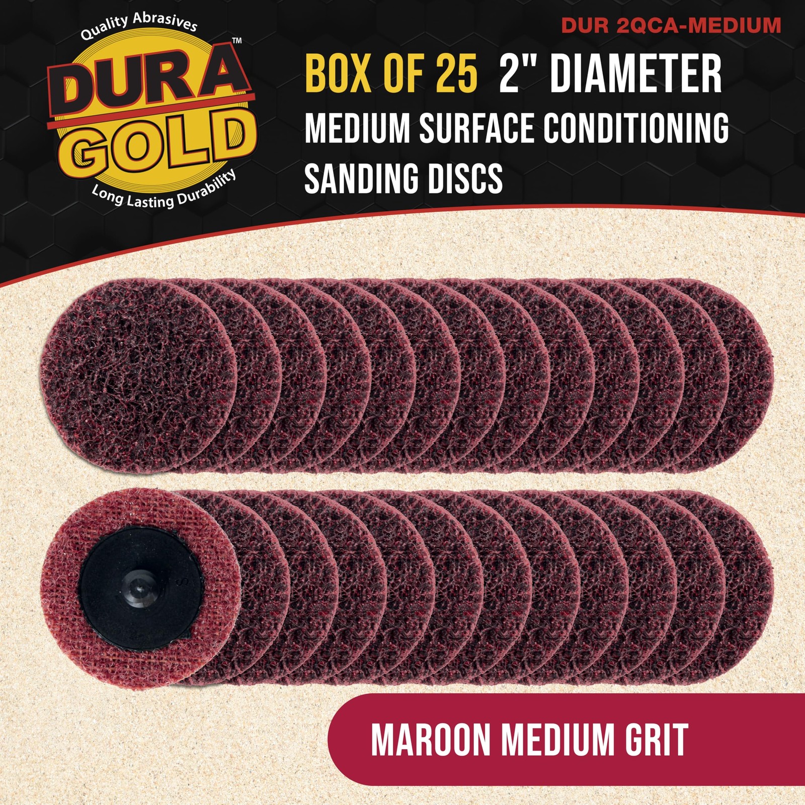 2″ Diameter Surface Conditioning Discs Maroon Medium Sanding Grit (of 25) – R…
