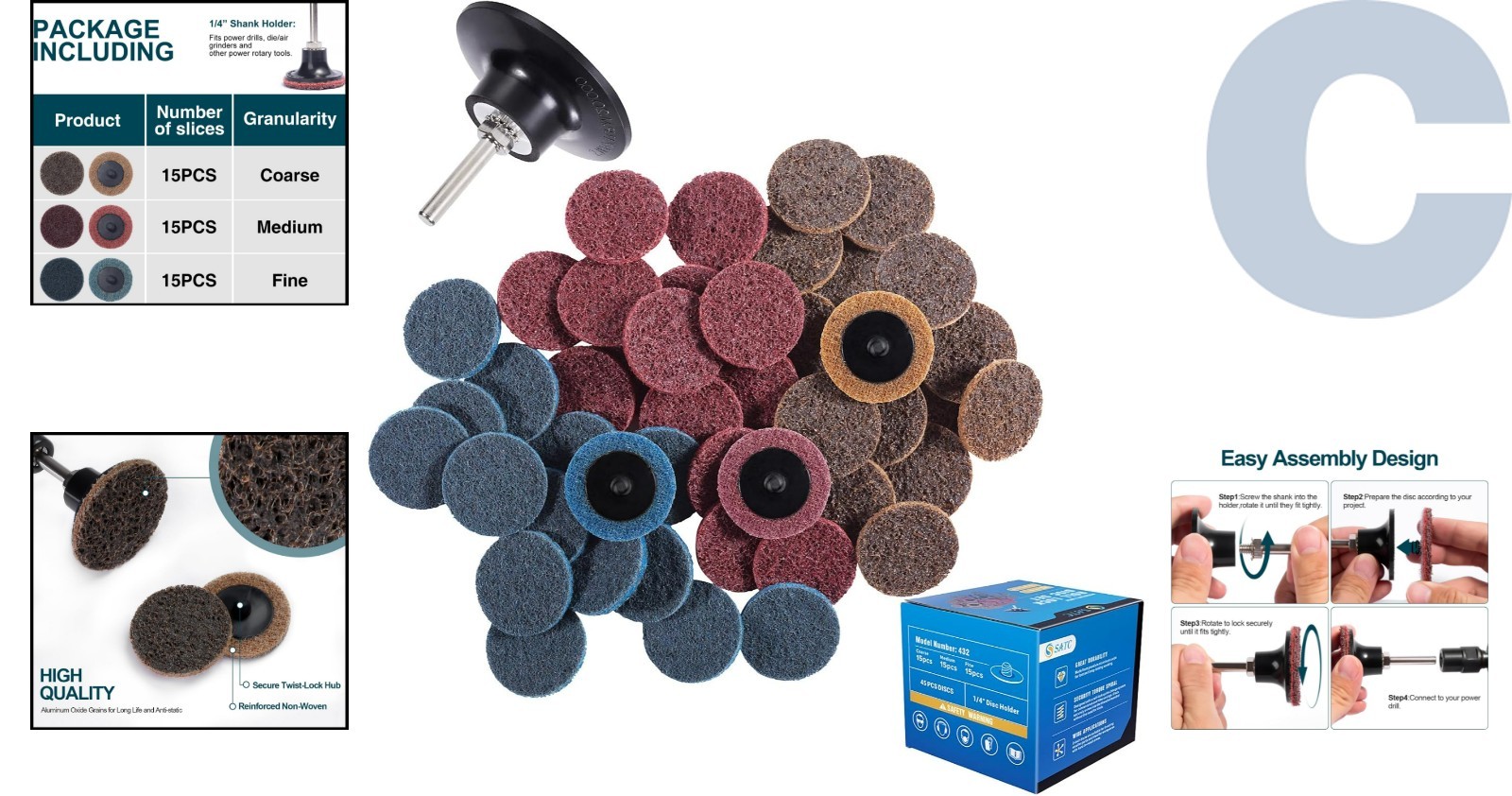 Aluminum Oxide 46PCS Sanding Discs – Perfect for Metal and Plastic Work