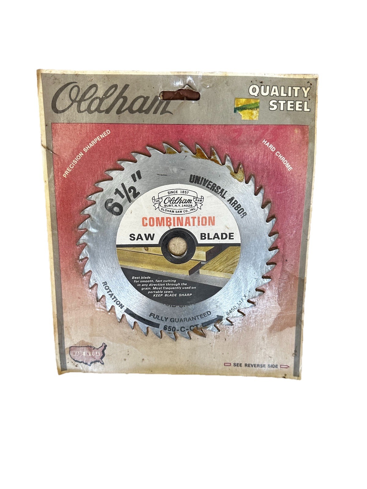 Vintage New Saw Blade Combination Oldham 6-1/2″ Diameter Novelty 650-C-CT