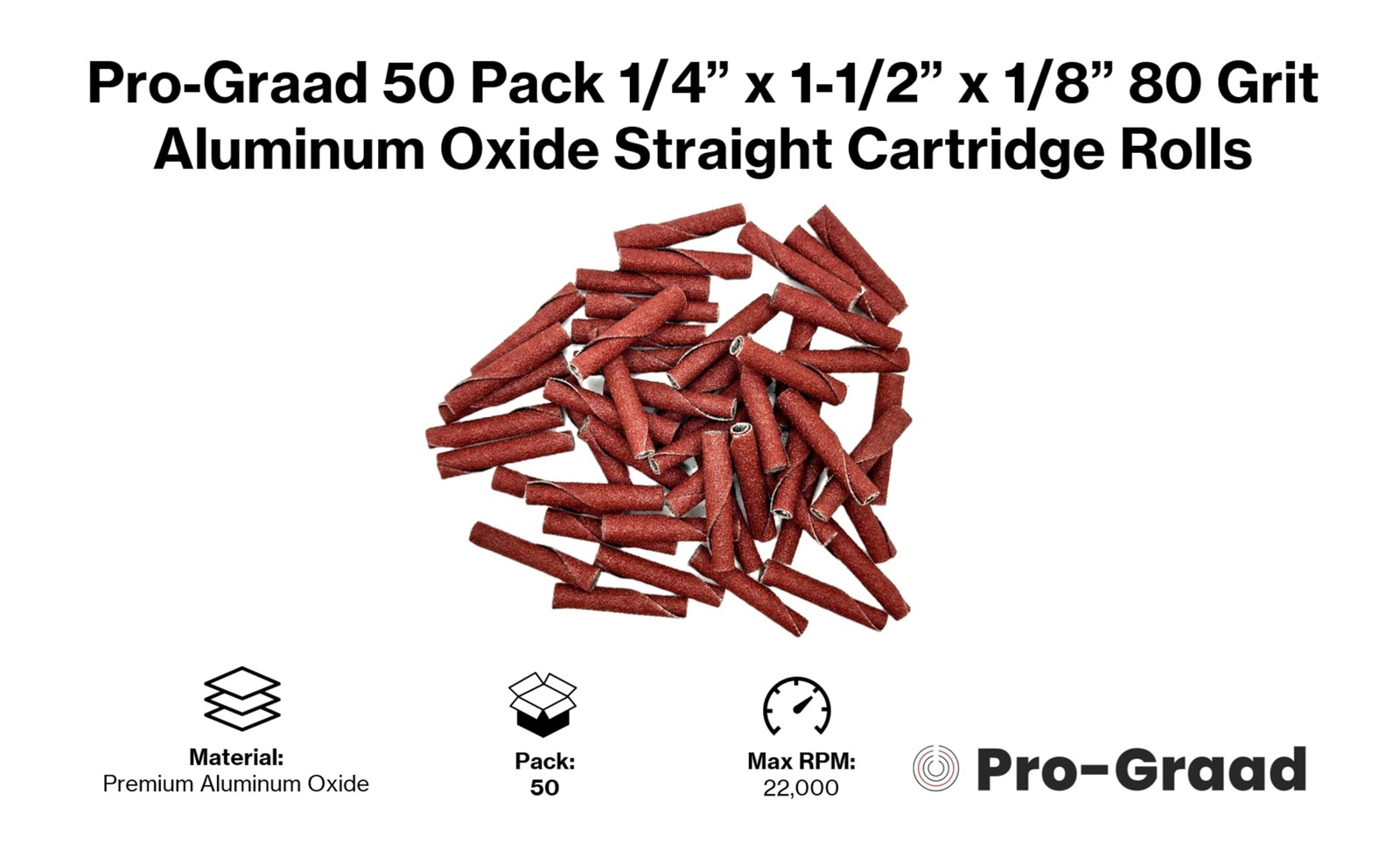 ProGraad 1/4” Diameter x 11/2” Length x 1/8” Pilot Hole 80 Grit Aluminum Oxid…