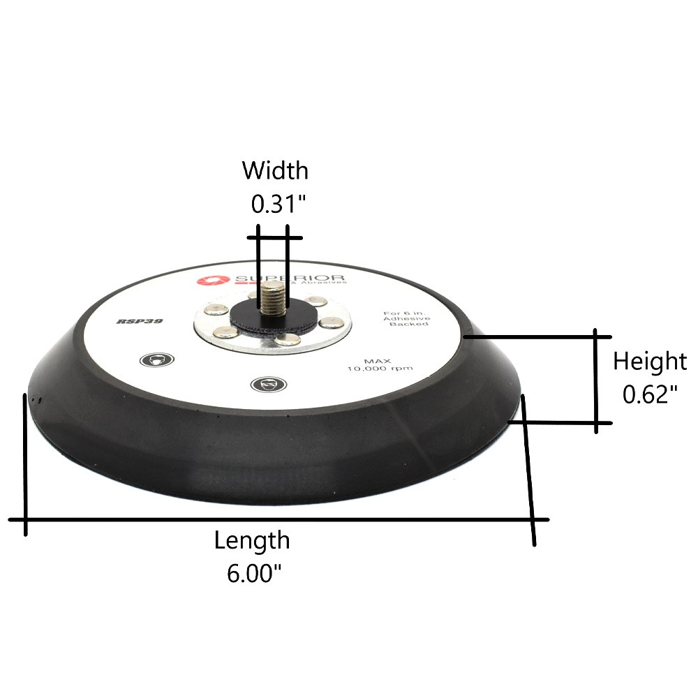 6″ Sandar pad PSA/Adhesive back no vacuum holes replaces Portercable16000- RSP39