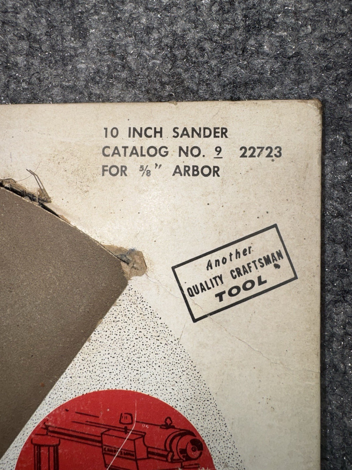 Vintage Sears Craftsman 10” Sanding Wheel Disc 22273 5/8 Arbor USA