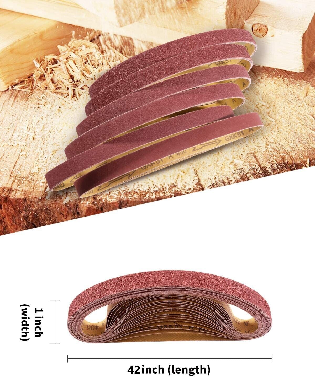 12PCS Sanding Belts 1×42 inch Sander Belt Sandpaper 60 80 120 150 240 400 Grit