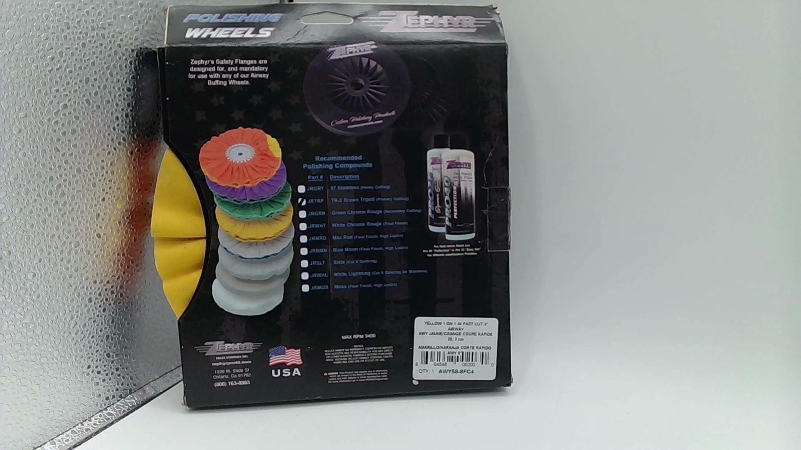 Zephyr 8″ Yellow Airway Primary Buffing Wheel #4 Fast Cut AWYS6-8FC4