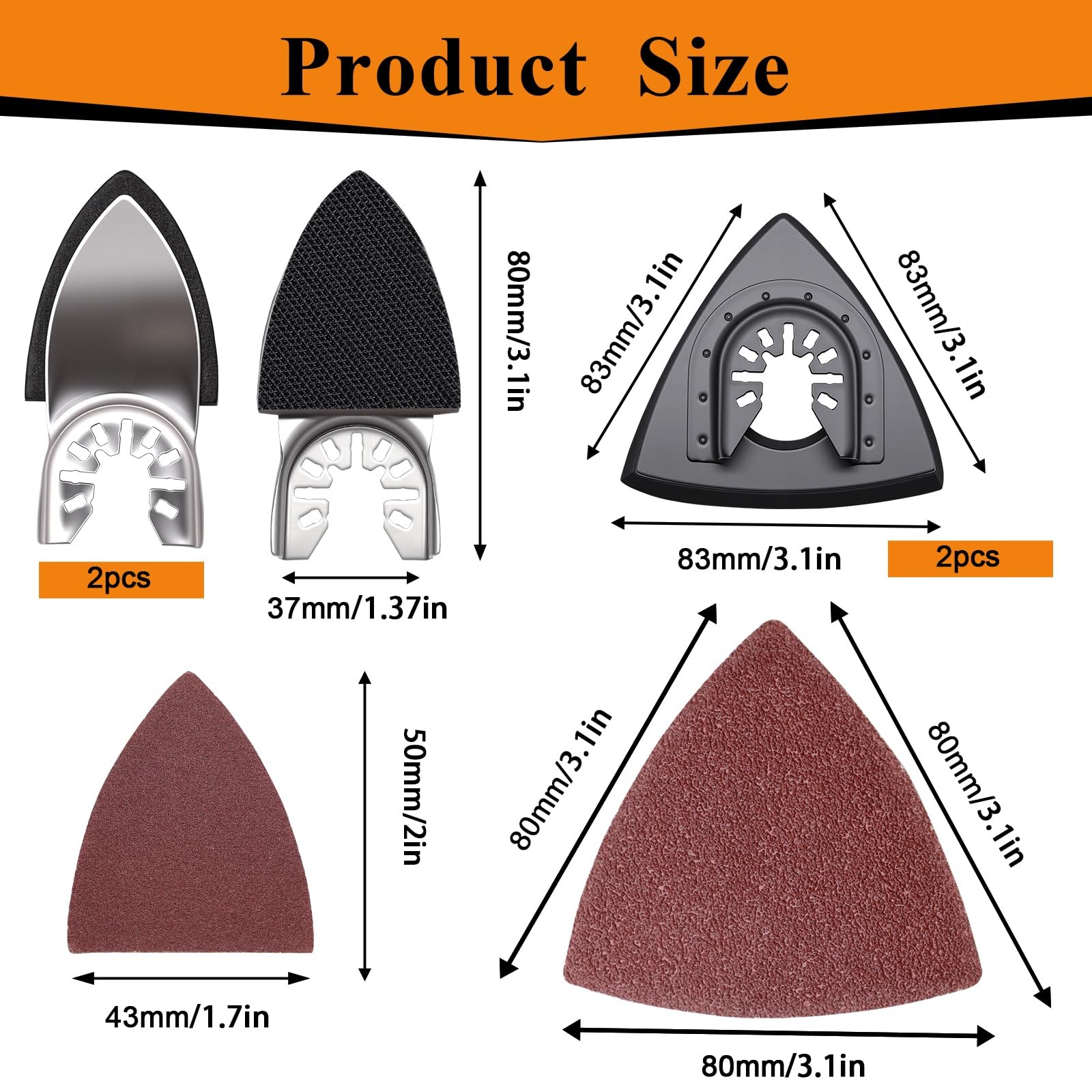 114Pcs Oscillating Tool Sanding Pads Kit 2Pcs Triangle Sanding Pads and 2Pcs …