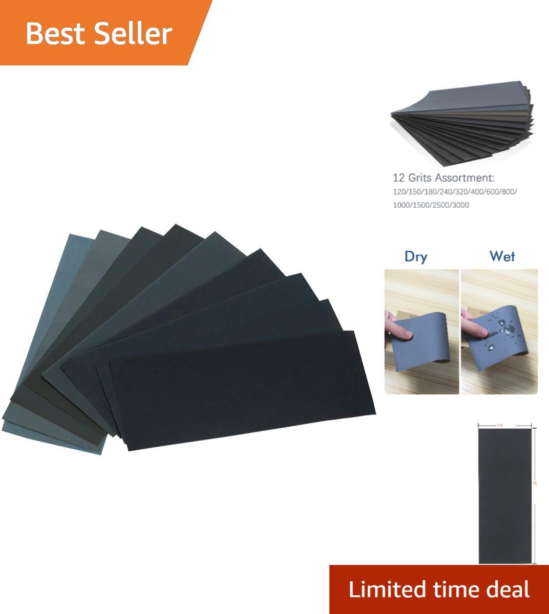 Fine Grit Sandpaper Assorted Pack – 24 Sheets for Wet & Dry Projects, 12 Grits