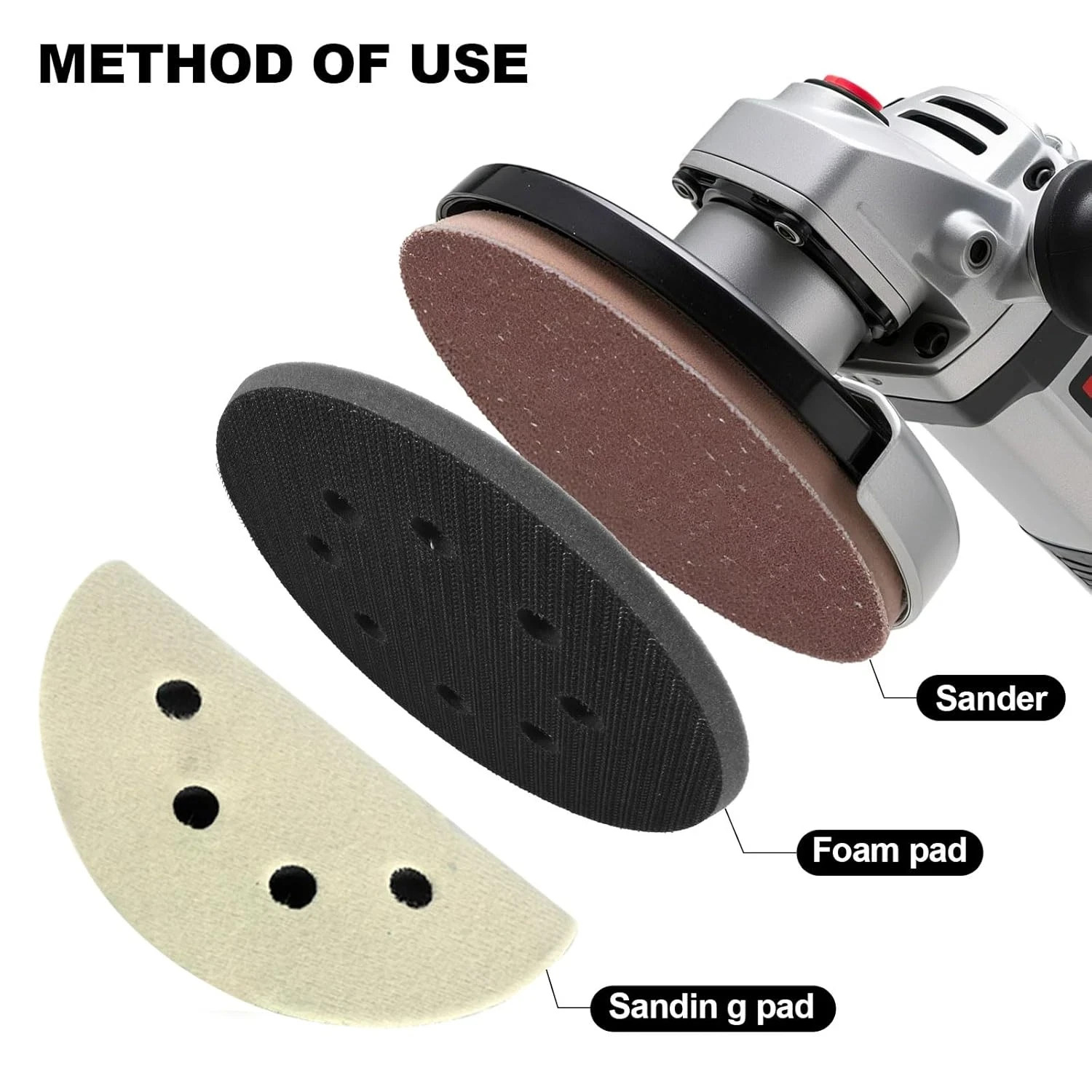 4Pack 5 Inch 8 Holes Orbital Sander Foam Pad,Hook and Loop Foam Sanding Pads,Spo