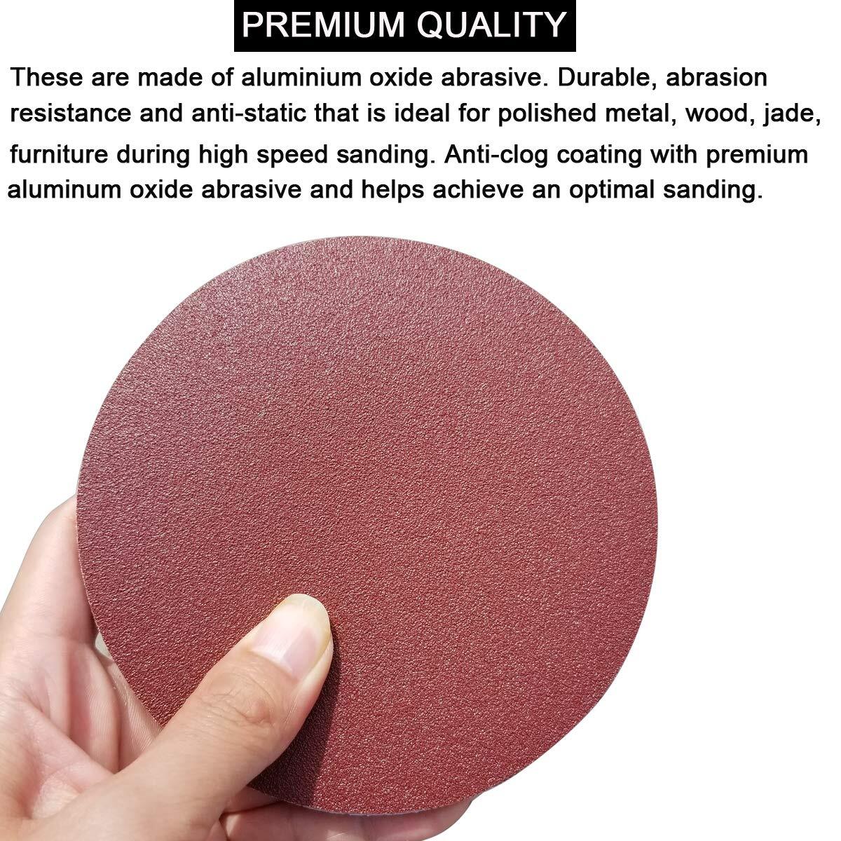 Sackorange 60 PCS 5″ PSA Sanding Discs-10 Each of 80, 100, 120, 5 inch, Brown