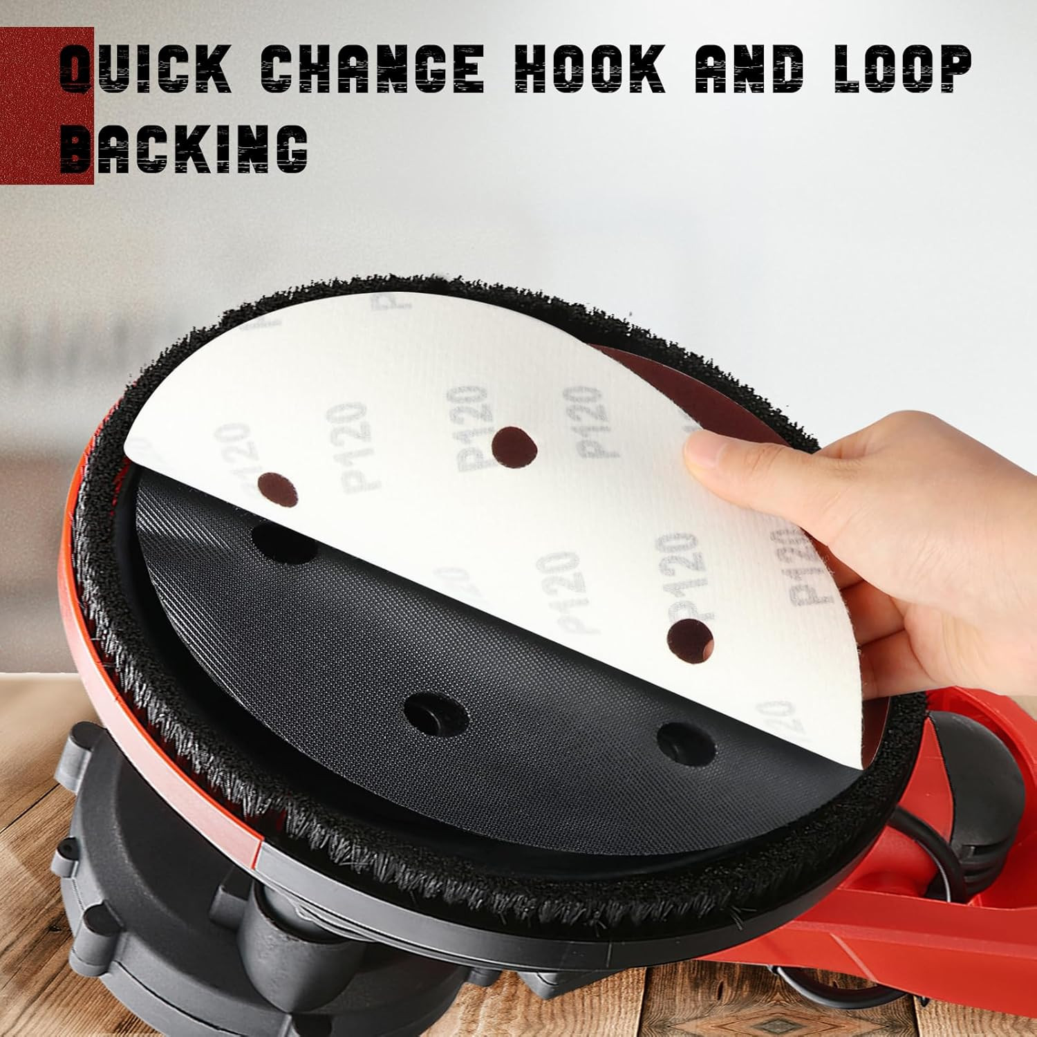 9 Inch 6 Hole Sanding Disc, 40 Grit 15 Pieces Hook and Loop Sandpaper Aluminum