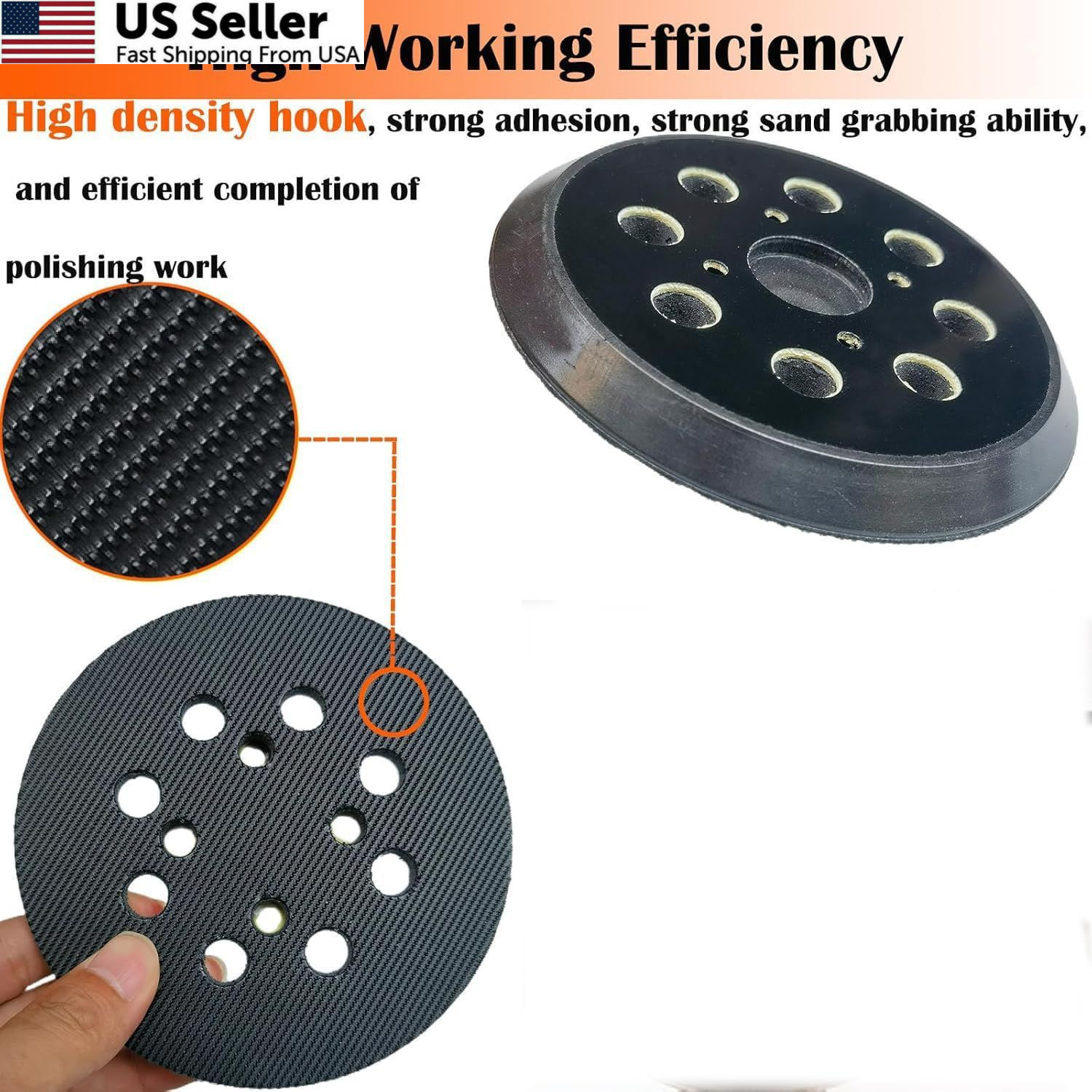 5″ Hook and Loop Sander Pad for Ridgid R2600, R2601 Random 5 Inches, Black