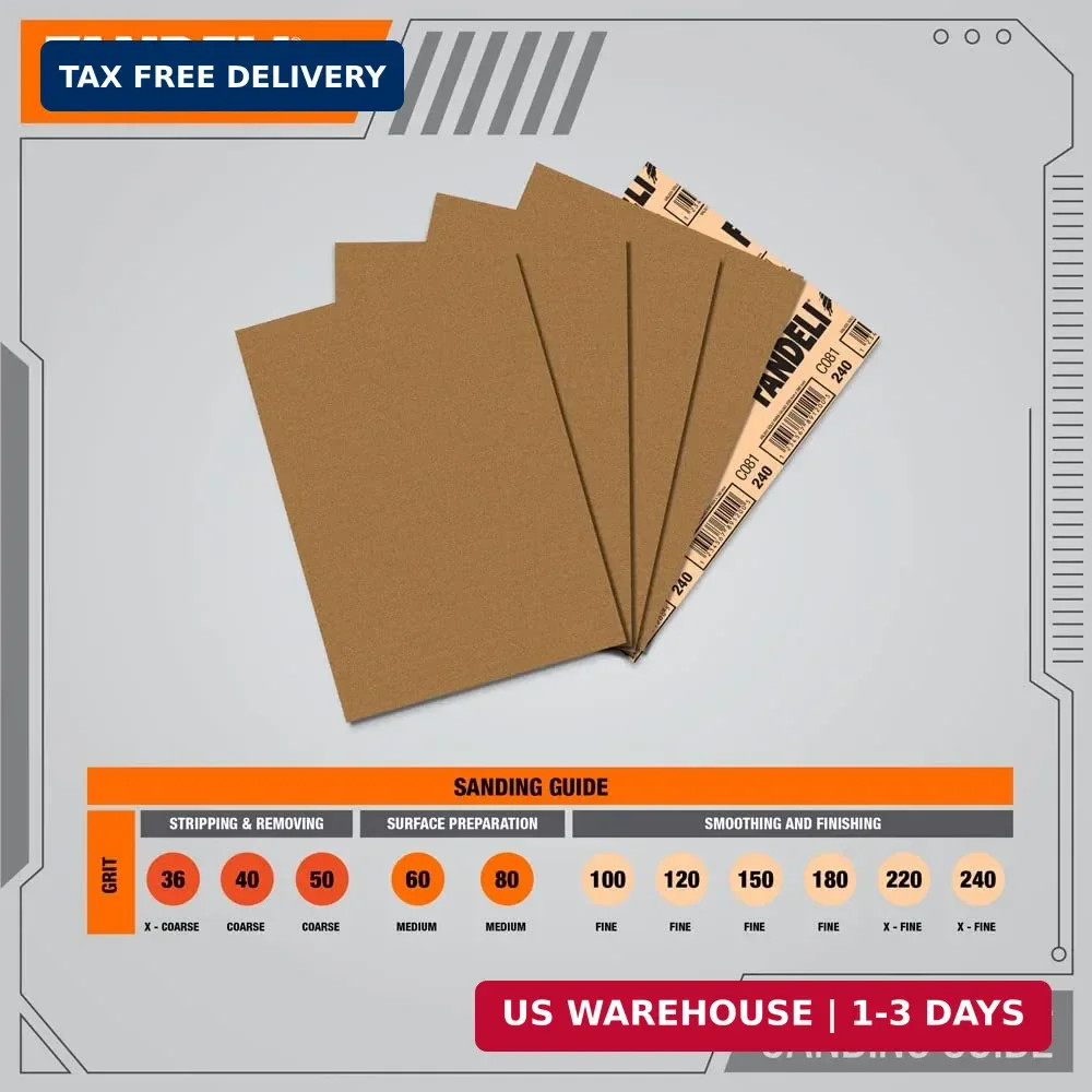Multi-Purpose Sandpaper | 100 Grit | 25 Sheets of 9” x 11” | Ideal f