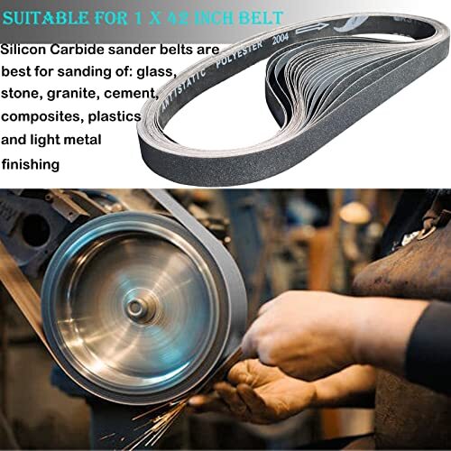 18 PCS 1 x 42 Inch Premium Silicon Carbide Sanding Belts Assortment- 3 Pcs Ea…