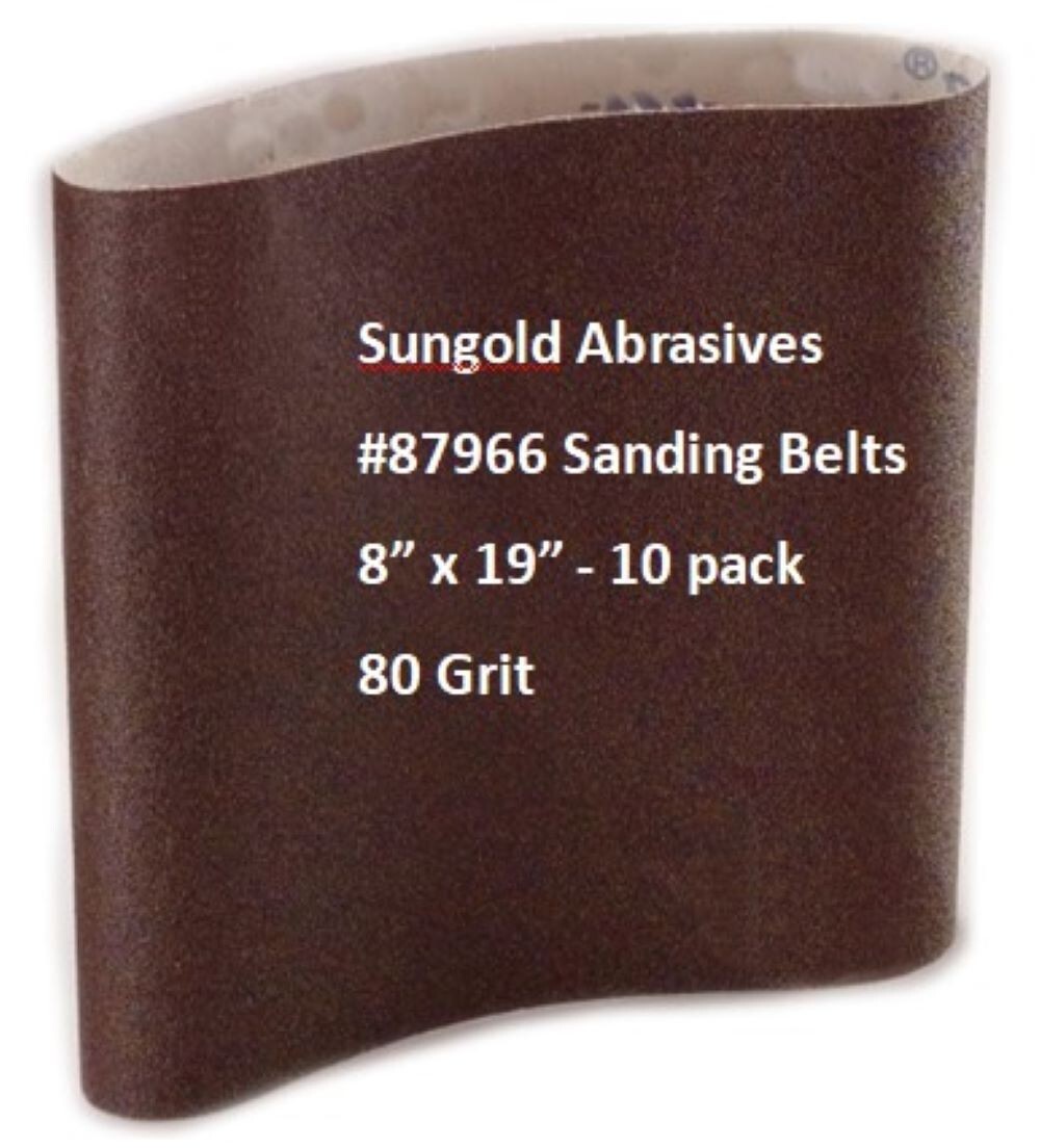 Sungold Abrasives 87966 Aluminum Oxide 80 Grit Floor Sanding Belts 8×19 10PK