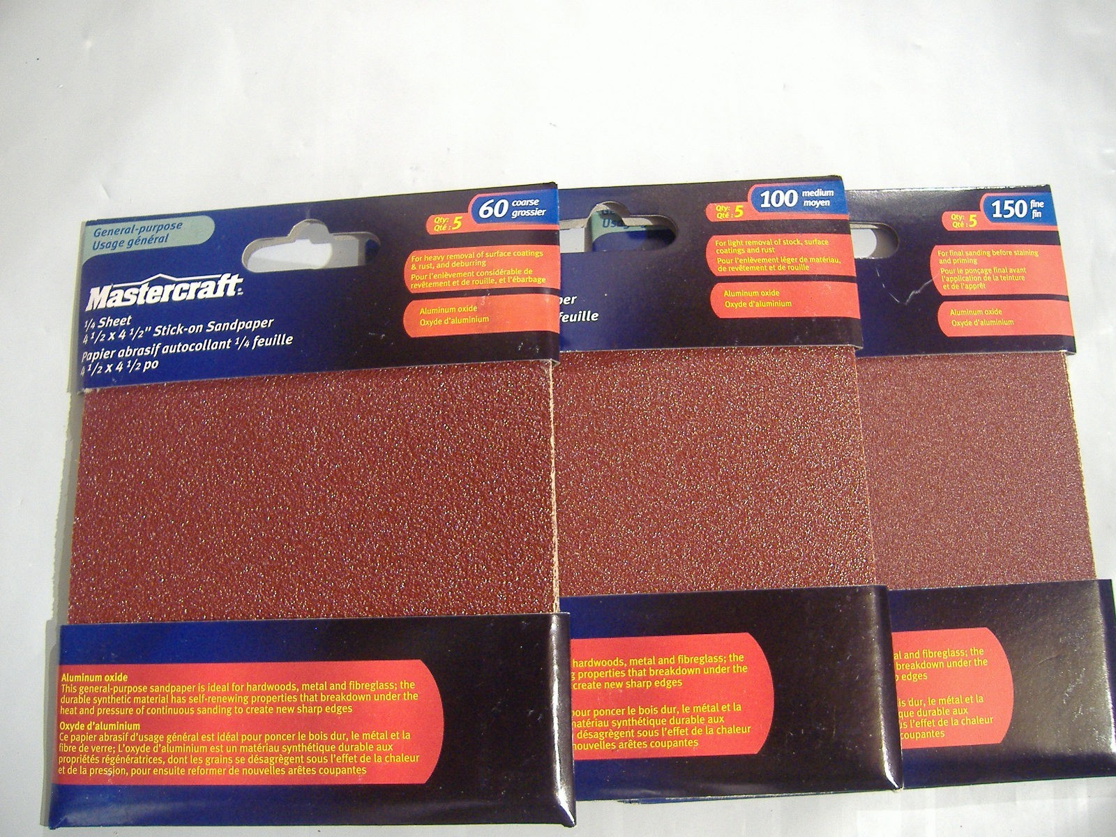 LOT OF 15 SHEETS ASS’T GRIT 1/4 SHEET PALM SANDER PSA STICK ON SANDPAPER 4 1/2