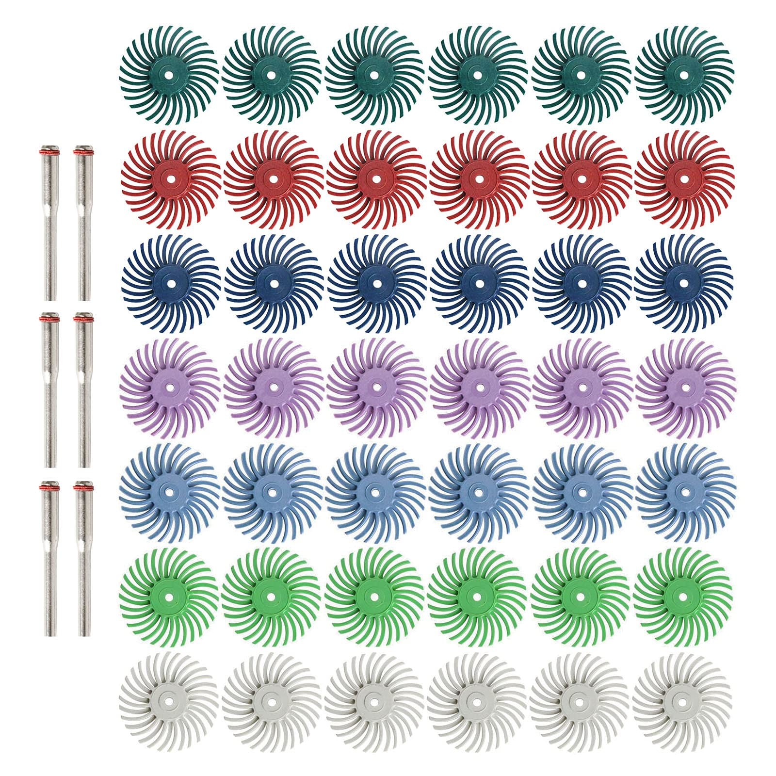 42pcs 1 Inch Radial Bristle Disc Kit with 3mm Shank for Rotary Tools,Detail A…