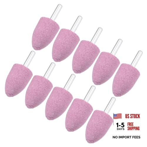 -Pack Abrasive Mounted Stone Grinding Bits, 1/4 in(6mm) Shank Aluminum 25mm 10