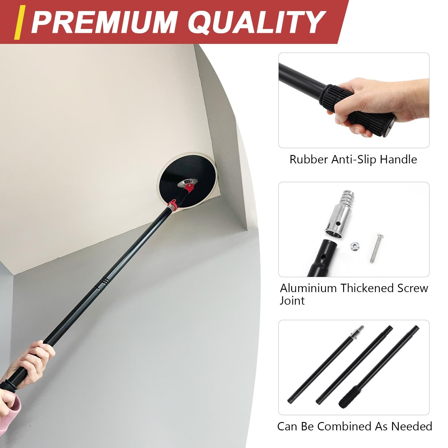Drywall Pole Sander,9 Inch Radial Round Pole Sander with 47inch Extension Pol…