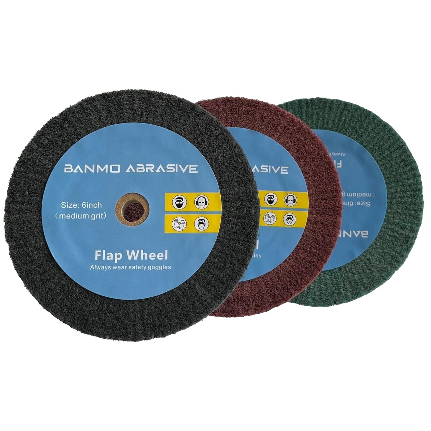 3 PCS 6″ Bench Grinder Polishing Wheels 320/600/800 Grit,0.5″Thickness 0.5″Arbor