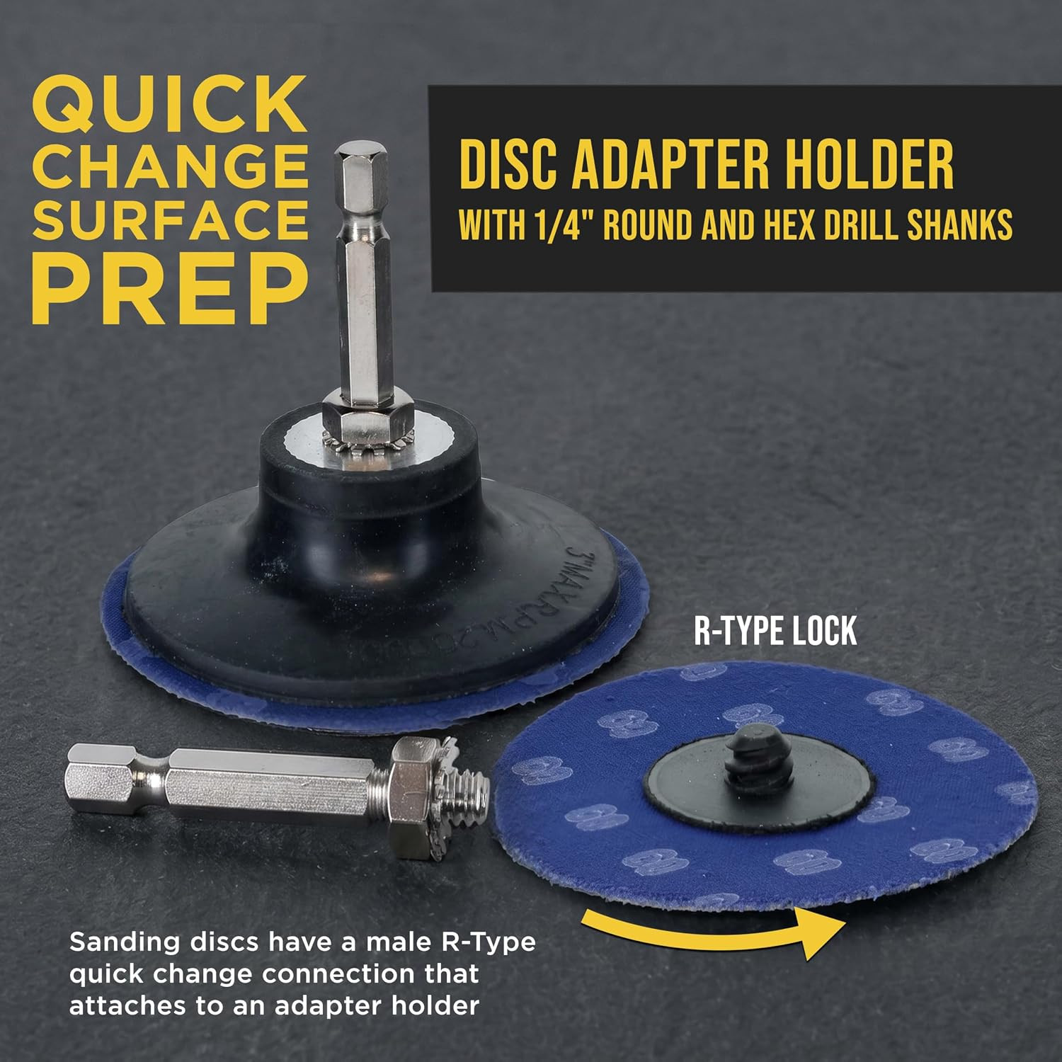 3 Inch Grinding Discs, 36, 60 & 80 Grit (25 Disc Each), R-Type Adapter & Backing