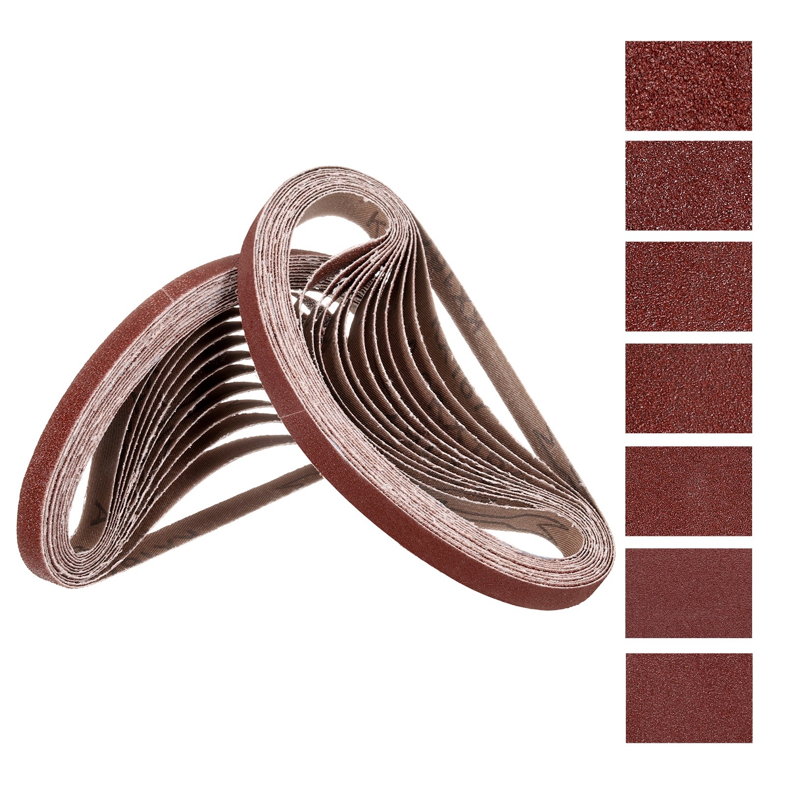 28 Pcs Sanding Belts 1/2 x 18 Inch 36/40/60/80/120/180/240 Grit Aluminum Oxide