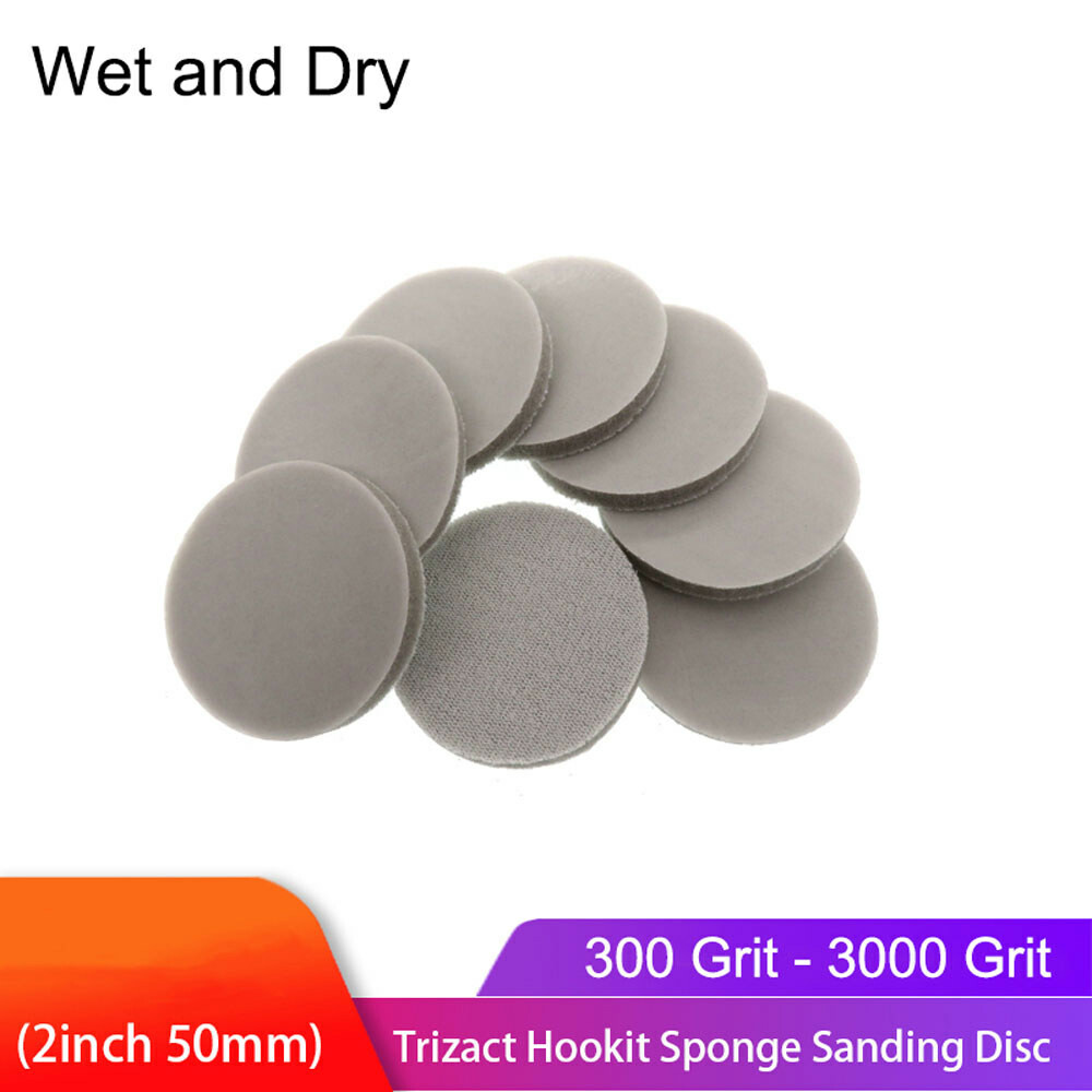 50mm Hook and Loop Sanding Foam Sponge Disc Pads Sandpaper Orbital 2 inch