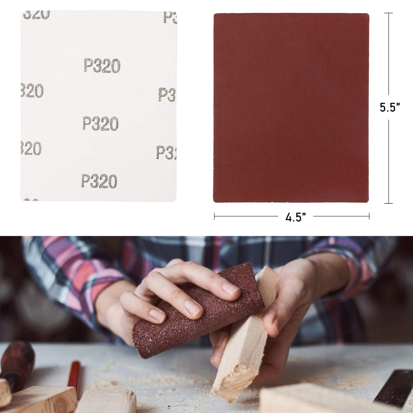 LotFancy 1/4 Sheet Sandpaper for Palm Sander, 50PCS 4.5in x 5.5in, Assorted