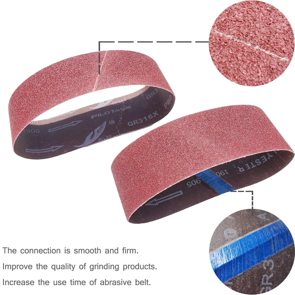 20 PCS 3 inch x 21 inch Abrasive Sanding Belts – 5 Each of 40 80 120 240 Grit…