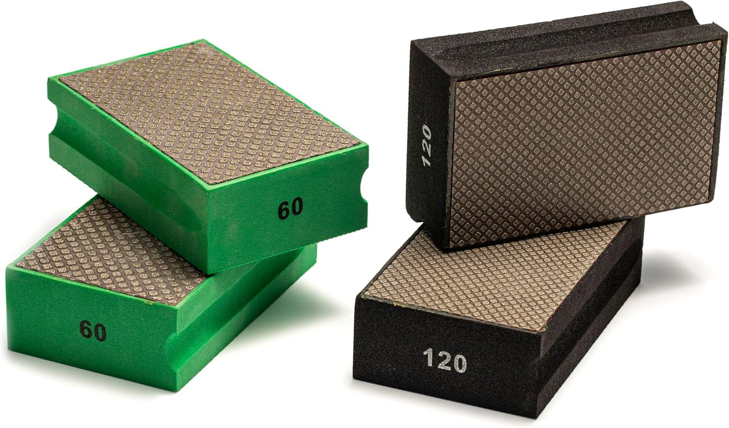 PRO Diamond Hand Pad Set – 2 Grit 60 & 2 Grit 120 Foam Sanding Blocks