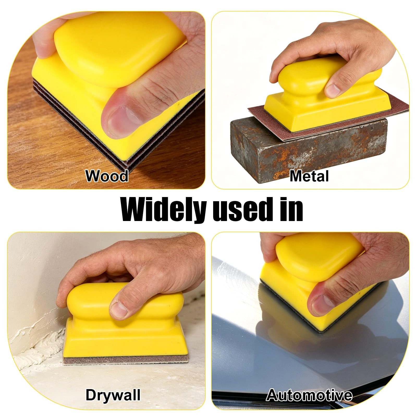 Hook and Loop Hand Sanding Block, 9.5×6.6cm/3.74×2.6in Manual Sanding Pad San…