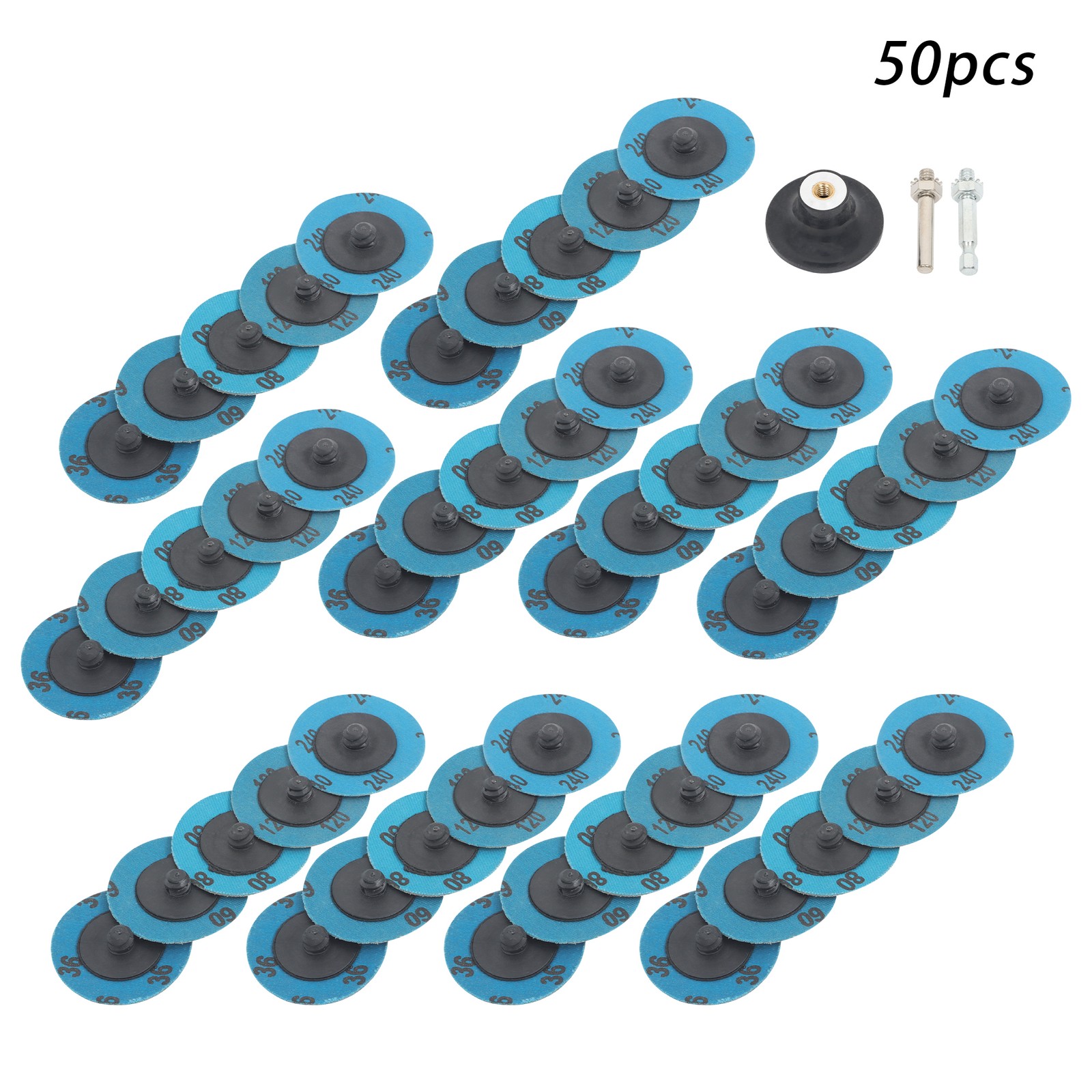 36/60/80/120/240 Grit 2 Inch Quick Change Sanding Discs Set of 50