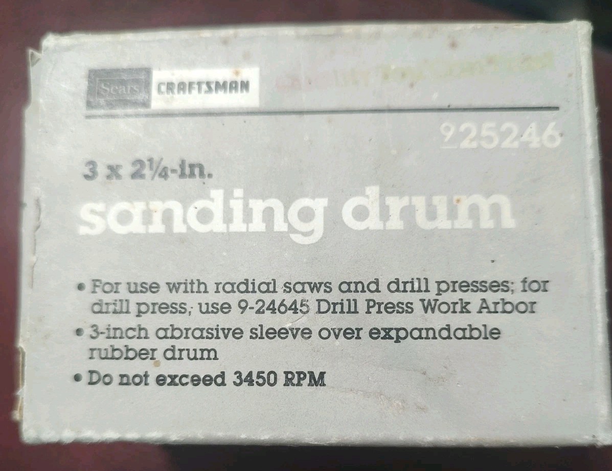 Sears Craftsman 3 in. Face 2-1/4 in. Dia. Sanding Drum # 9-25246 NEW In Box