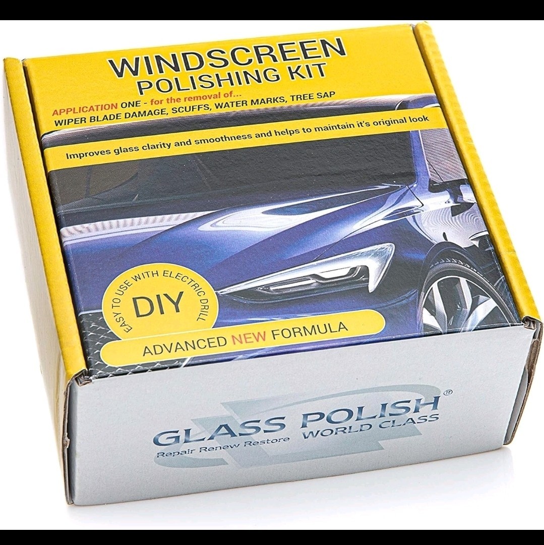 Glass Polish Windscreen Polishing Kit 1.7oz Compound, 3″ Pad, Drill Attachment