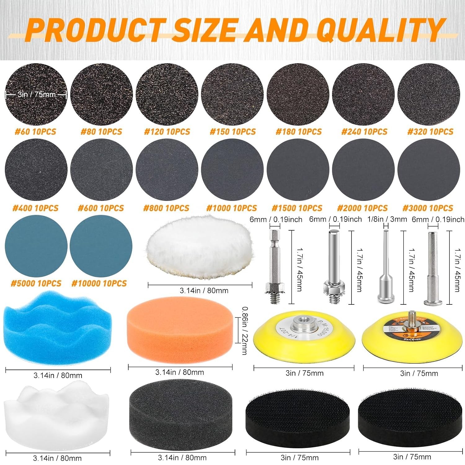 174 PCS Versatile 3-Inch Sanding Discs – Wet and Dry Use for Flawless Surfaces