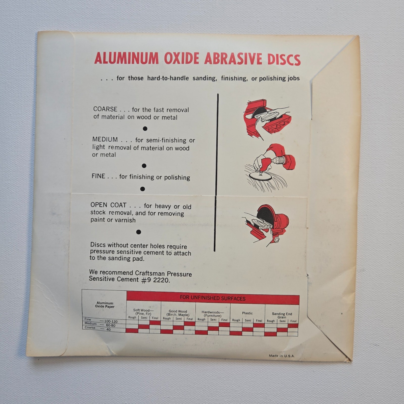 Sears Aluminum Oxide Abrasive Discs 8″ Diameter 6 Medium 925252 Vintage 6 Count
