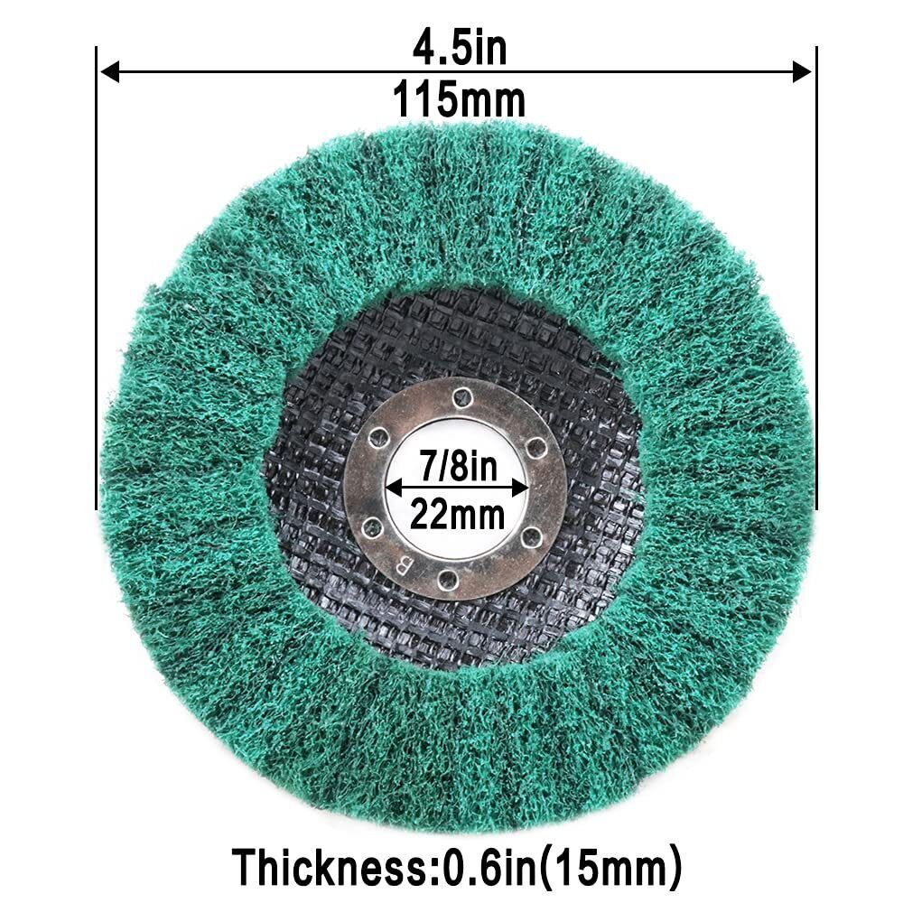 4-1/2″ 115mm Green Nylon Fiber Polishing Wheel Type 27 for Die Grinder 180 Grit