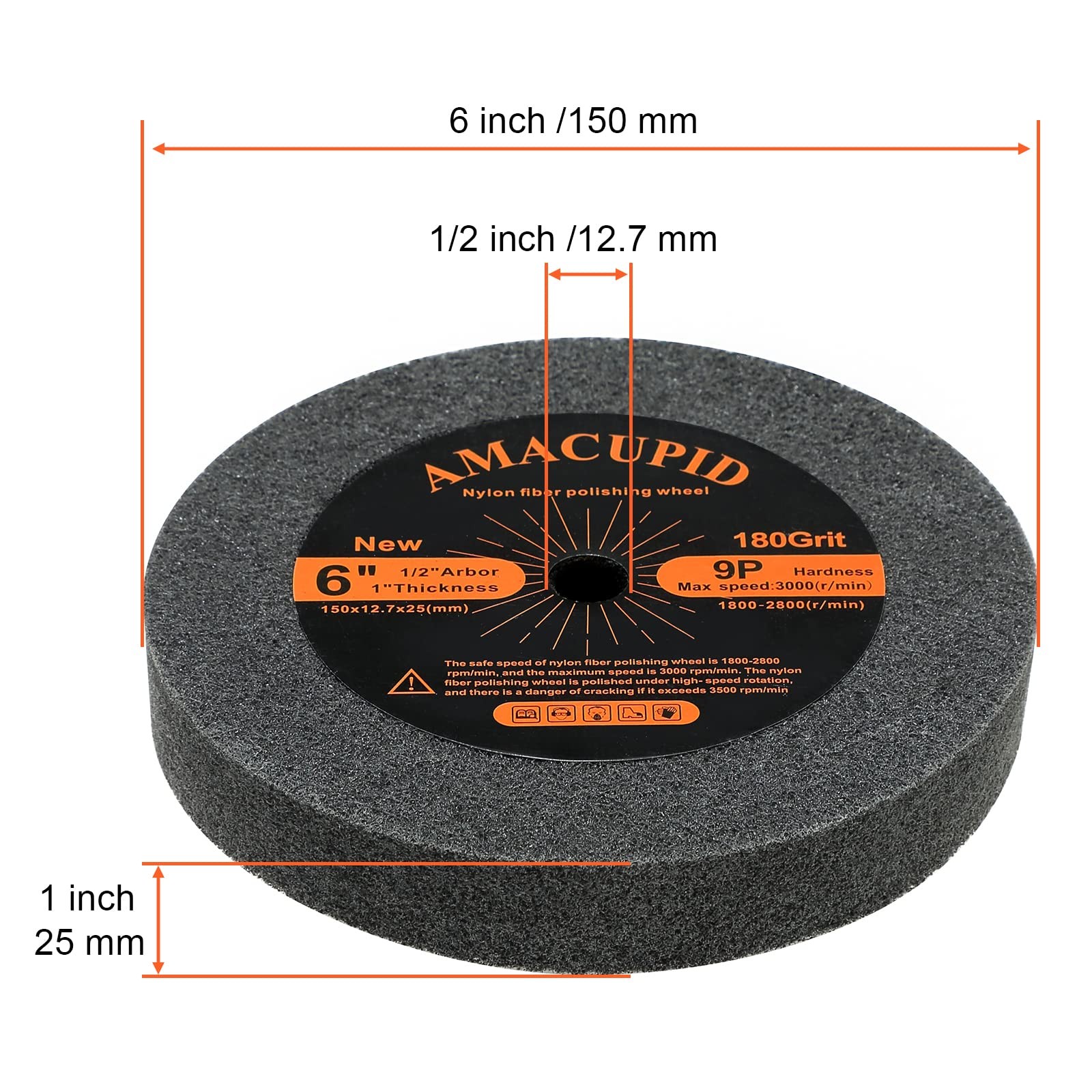 AmaCupid Deburring Wheel, Nylon Fiber Buffing Wheel 9P Hardness, 6 inch. for …