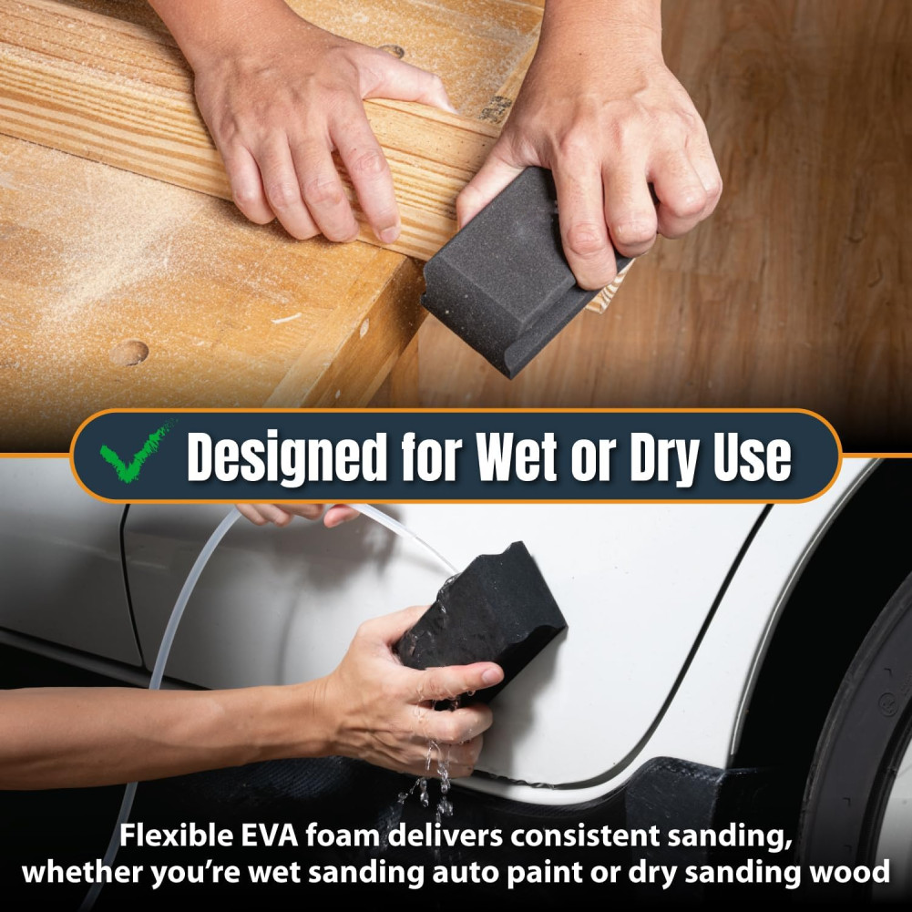 12x Sanding Block Kit Flexible EVA Wet Dry Sanding Blocks for Auto Body Woodwork